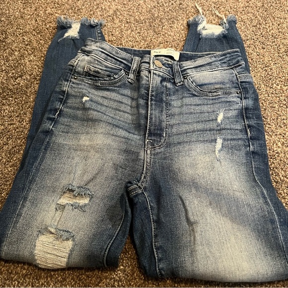 BKE Parker Skinny Jeans Womens size 24 Blue Denim High Rise Distressed Preppy - Picture 1 of 6